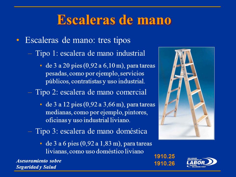 Escaleras de mano Escaleras de mano: tres tipos
