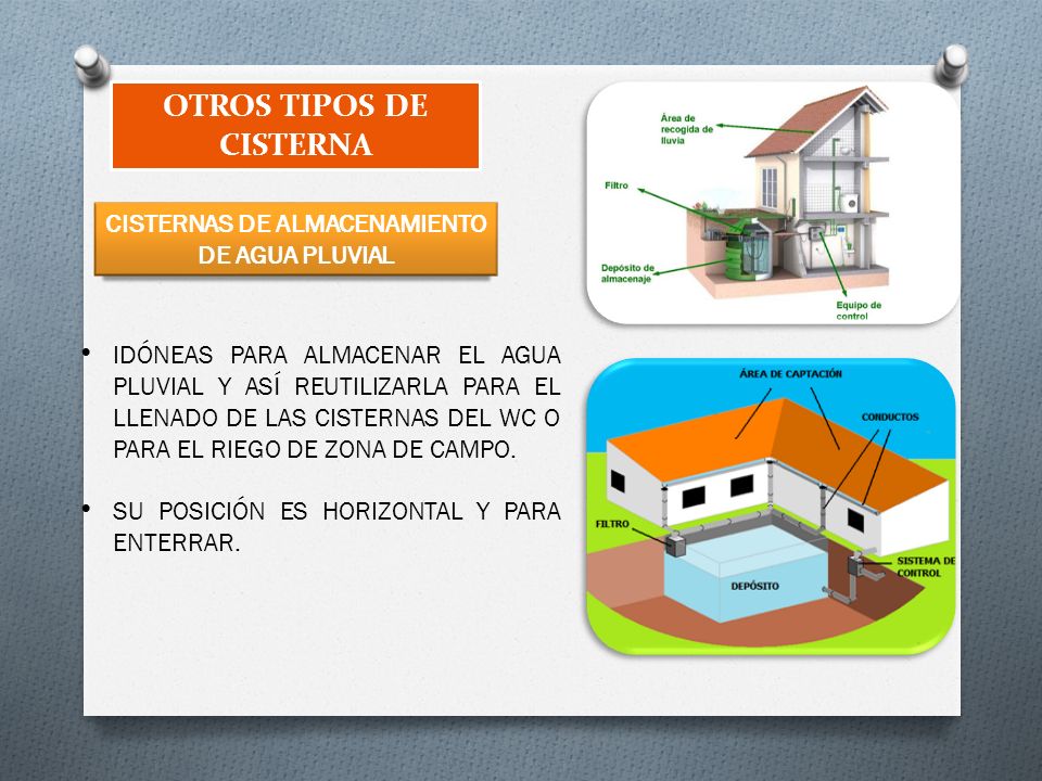 OTROS TIPOS DE CISTERNA CISTERNAS DE ALMACENAMIENTO DE AGUA PLUVIAL
