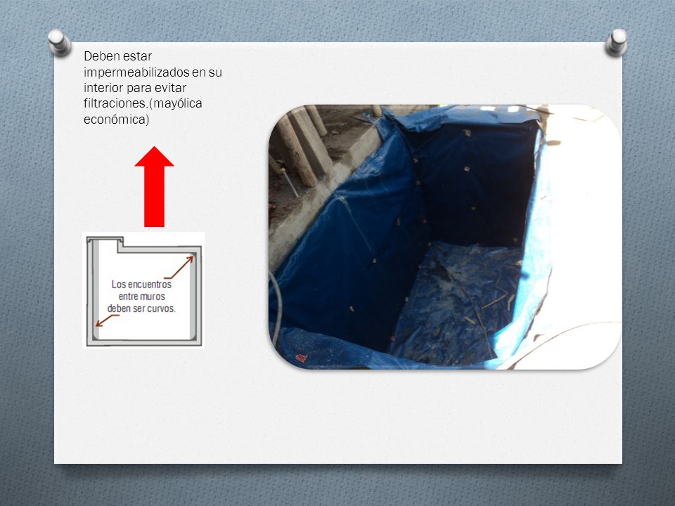 Deben estar impermeabilizados en su interior para evitar filtraciones