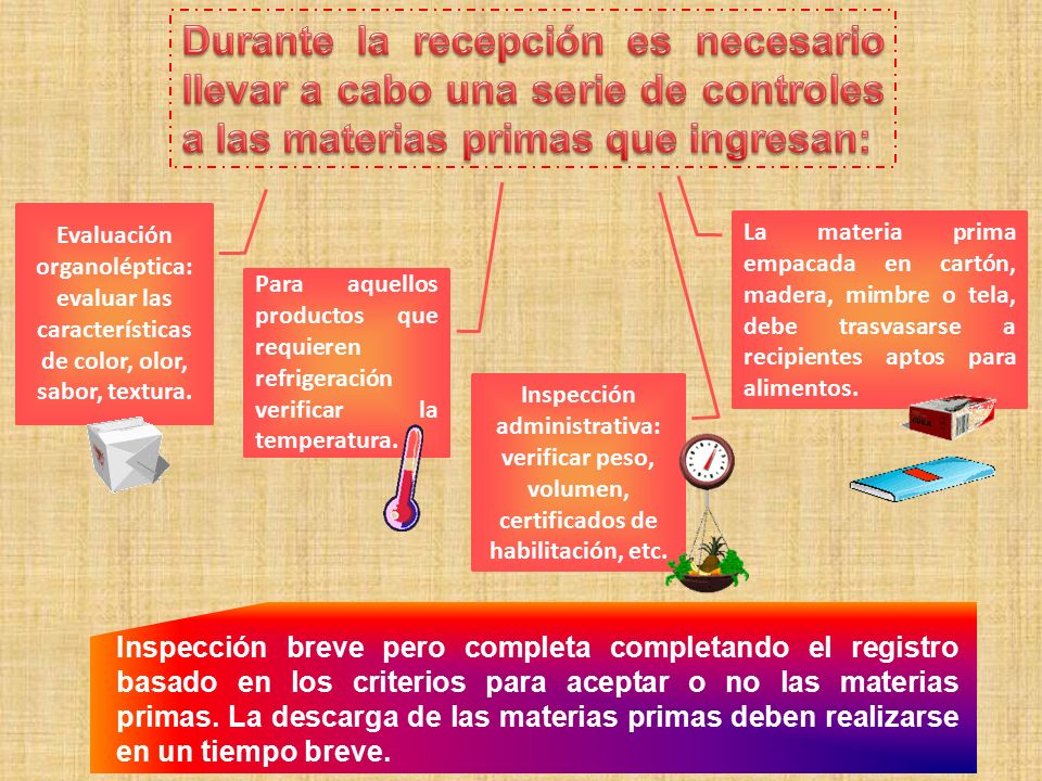 Durante la recepción es necesario llevar a cabo una serie de controles a las materias primas que ingresan:
