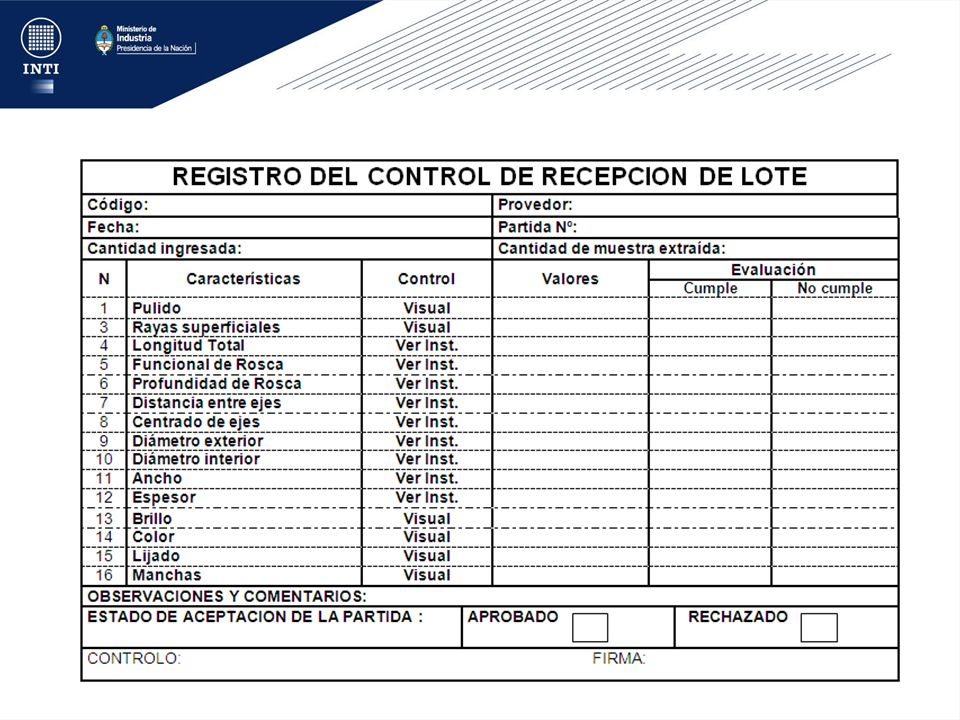 Los datos que se obtienen al medir una característica de calidad pueden recolectarse utilizando Planillas de Inspección