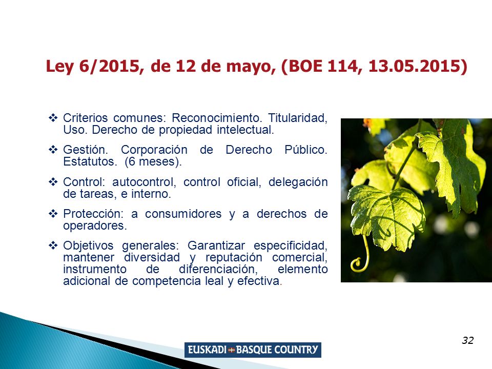Ley 6/2015, de 12 de mayo, (BOE 114, ) Criterios comunes: Reconocimiento. Titularidad, Uso. Derecho de propiedad intelectual.