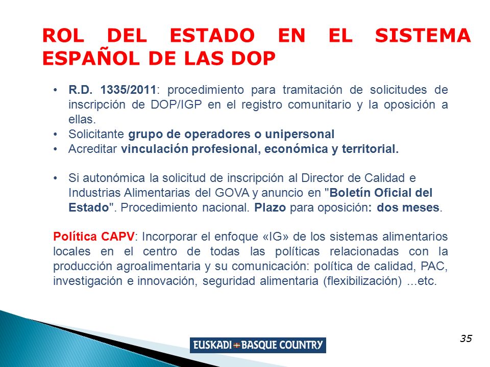 ROL DEL ESTADO EN EL SISTEMA ESPAÑOL DE LAS DOP