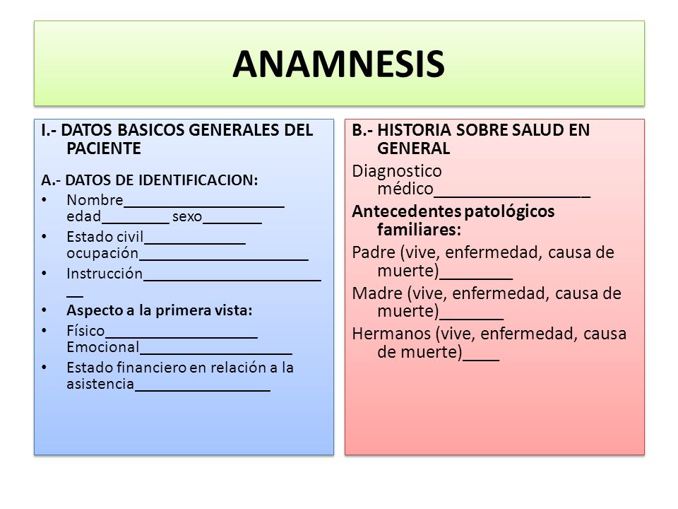 ANAMNESIS I.- DATOS BASICOS GENERALES DEL PACIENTE