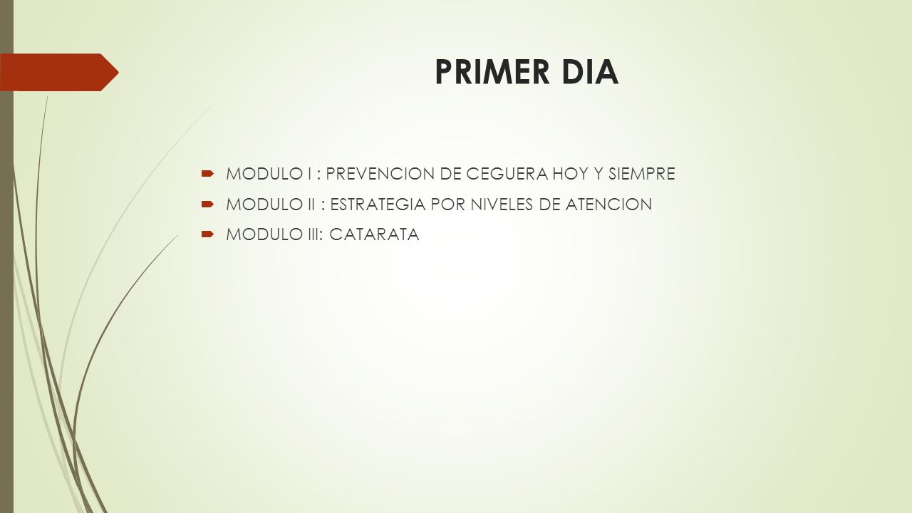 PRIMER DIA MODULO I : PREVENCION DE CEGUERA HOY Y SIEMPRE