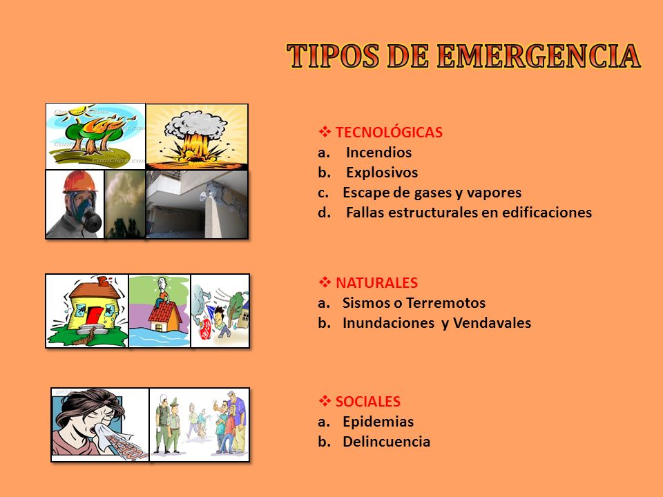 TIPOS DE EMERGENCIA TECNOLÓGICAS Incendios Explosivos