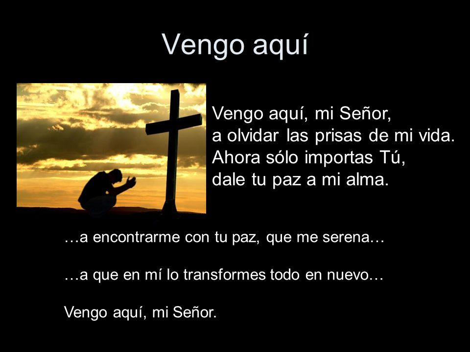 Vengo aquí Vengo aquí, mi Señor, a olvidar las prisas de mi vida.