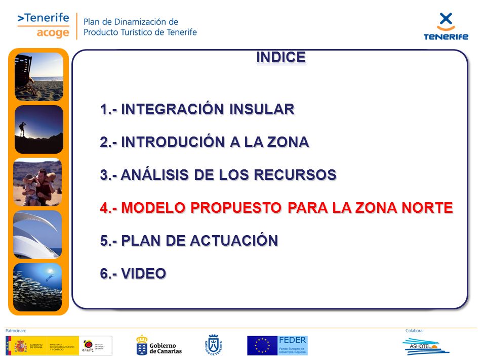 INDICE INDICE 1.- INTEGRACIÓN INSULAR 2.- INTRODUCIÓN A LA ZONA