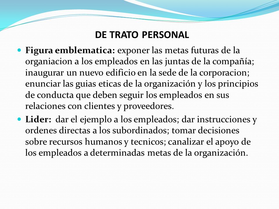 DE TRATO PERSONAL