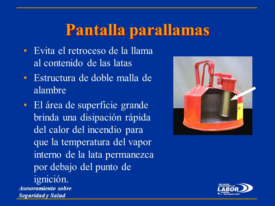 Pantalla parallamas Evita el retroceso de la llama al contenido de las latas. Estructura de doble malla de alambre.