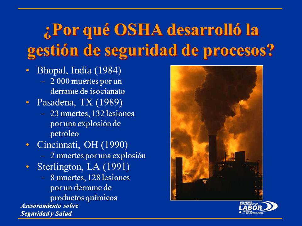 ¿Por qué OSHA desarrolló la gestión de seguridad de procesos