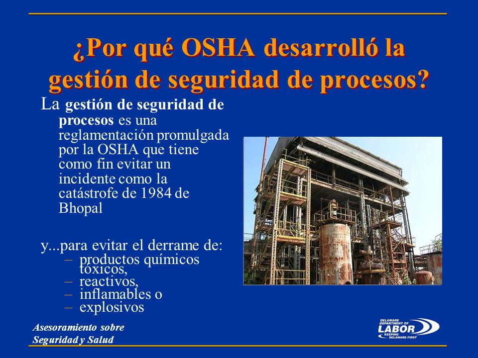 ¿Por qué OSHA desarrolló la gestión de seguridad de procesos