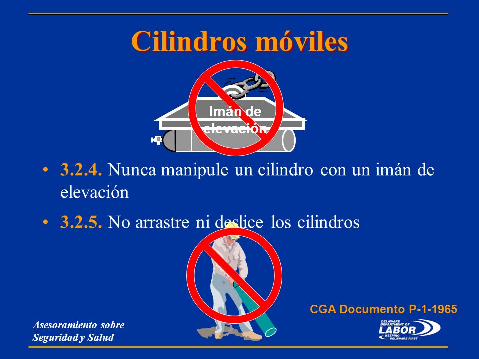 Cilindros móviles Imán de elevación Nunca manipule un cilindro con un imán de elevación No arrastre ni deslice los cilindros.
