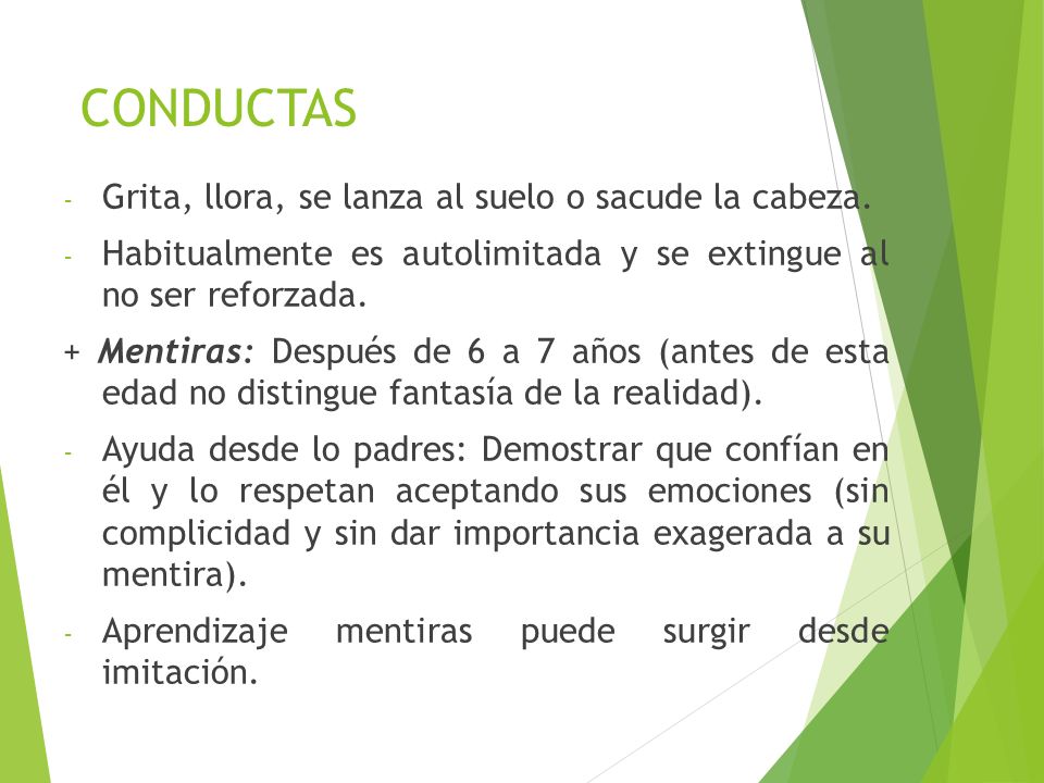 CONDUCTAS Grita, llora, se lanza al suelo o sacude la cabeza.