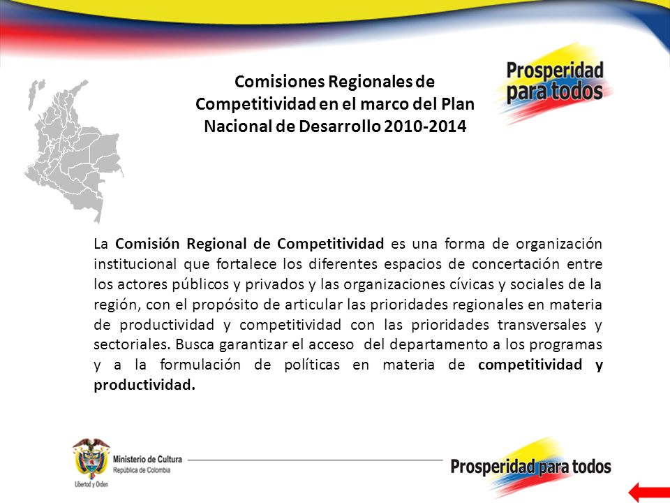 Comisiones Regionales de Competitividad en el marco del Plan Nacional de Desarrollo