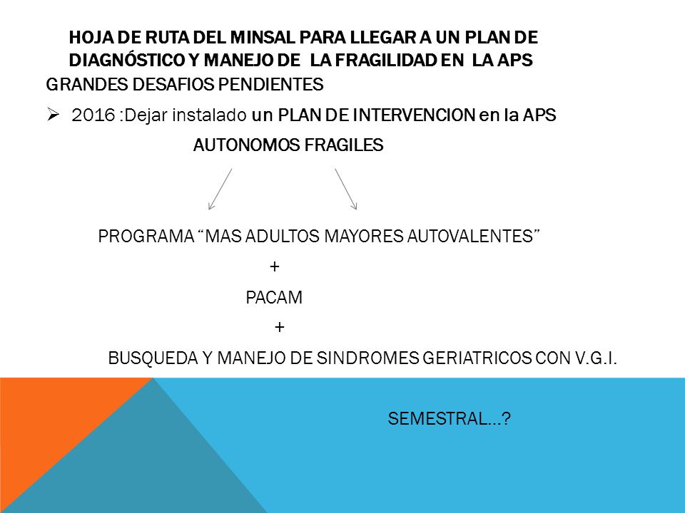 HOJA DE RUTA DEL MINSAL PARA LLEGAR A UN PLAN DE DIAGNÓSTICO Y MANEJO DE LA FRAGILIDAD EN LA APS