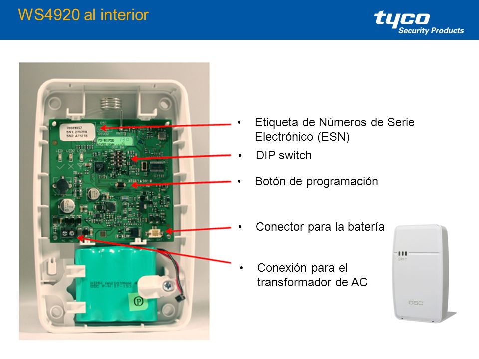 WS4920 al interior Etiqueta de Números de Serie Electrónico (ESN)