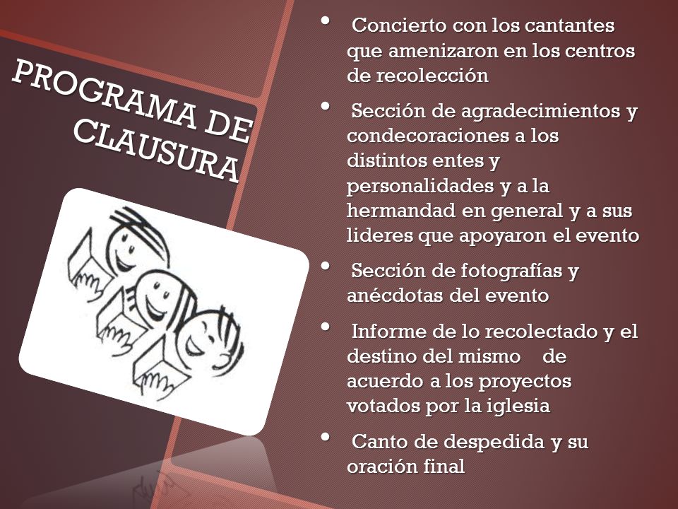 Concierto con los cantantes que amenizaron en los centros de recolección