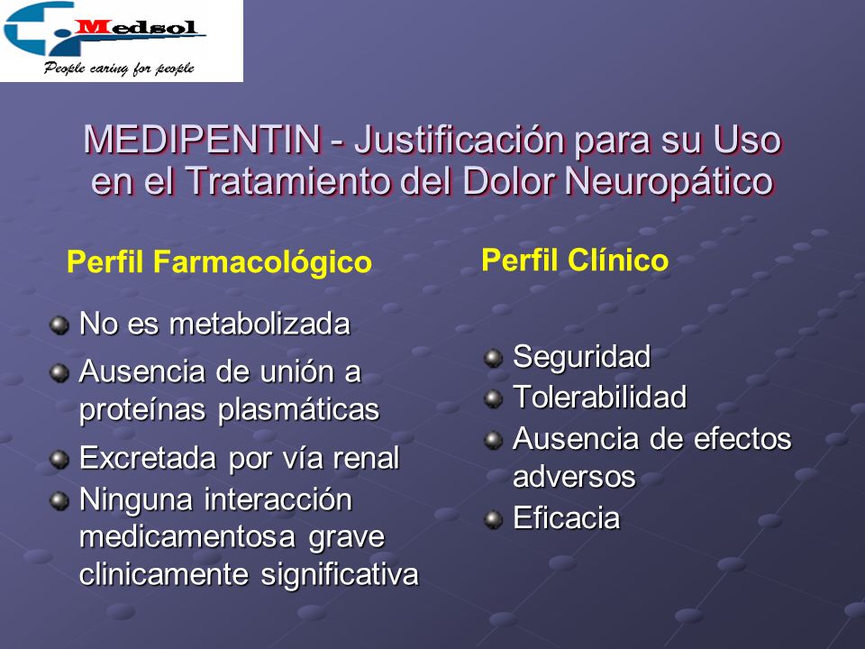 MEDIPENTIN - Justificación para su Uso en el Tratamiento del Dolor Neuropático