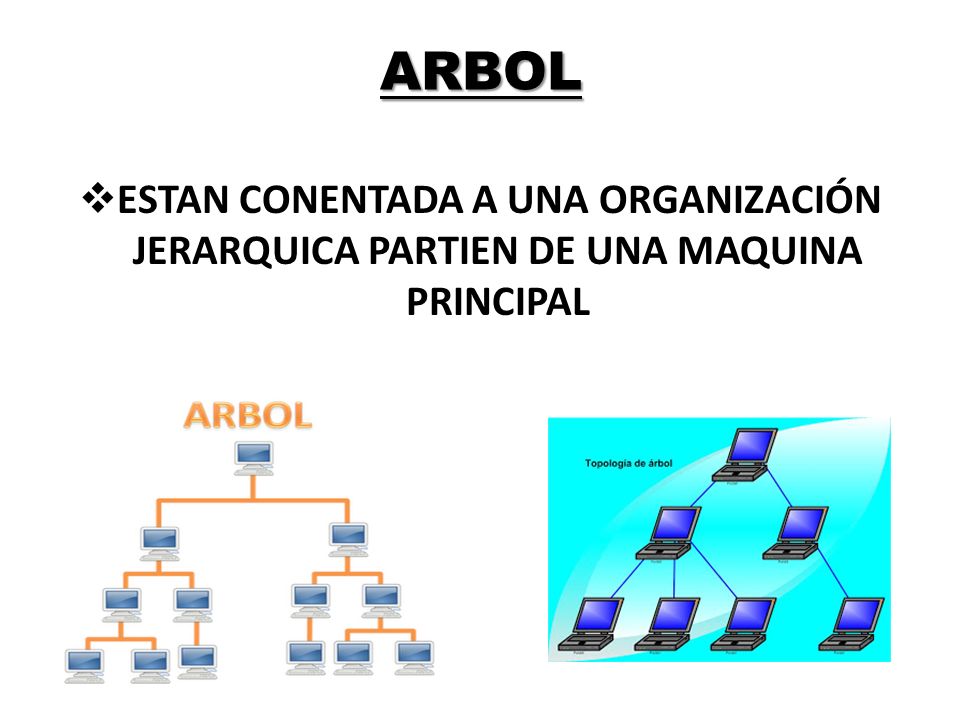 ARBOL ESTAN CONENTADA A UNA ORGANIZACIÓN JERARQUICA PARTIEN DE UNA MAQUINA PRINCIPAL