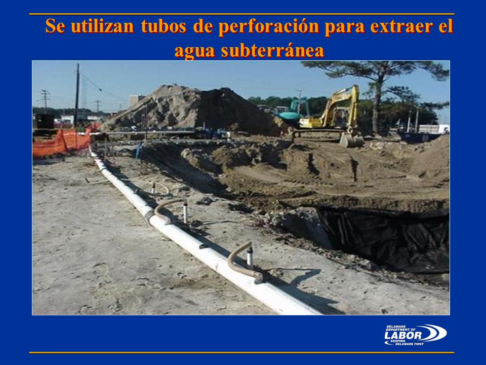 Se utilizan tubos de perforación para extraer el agua subterránea
