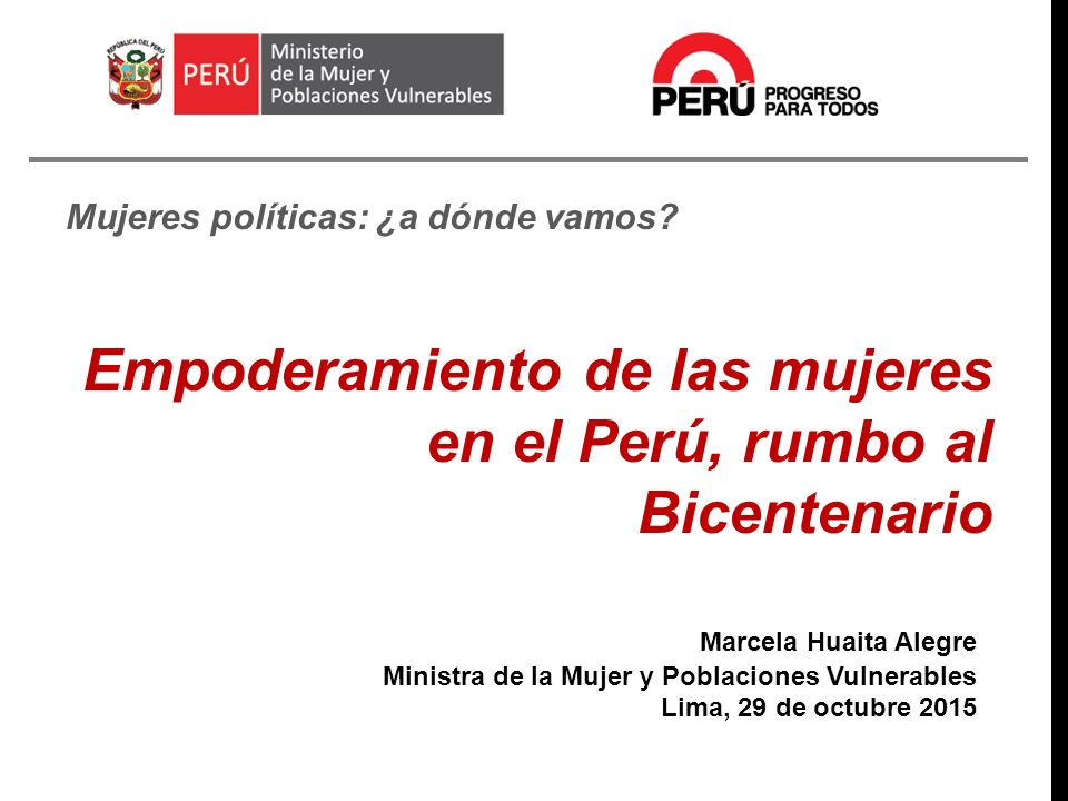 Empoderamiento de las mujeres en el Perú, rumbo al Bicentenario
