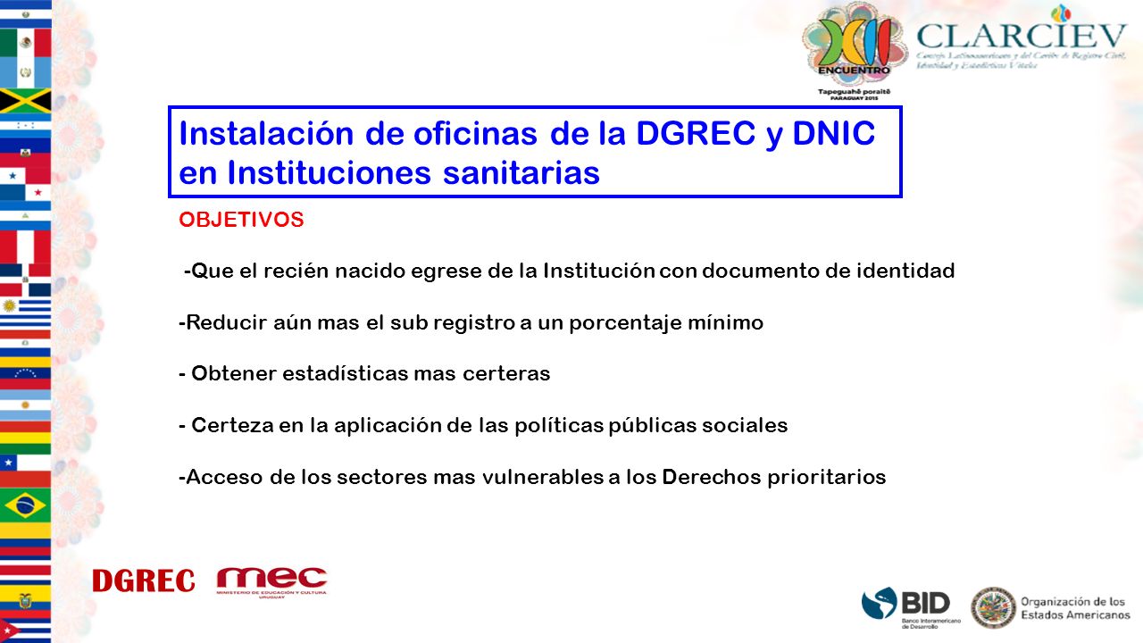 Instalación de oficinas de la DGREC y DNIC en Instituciones sanitarias