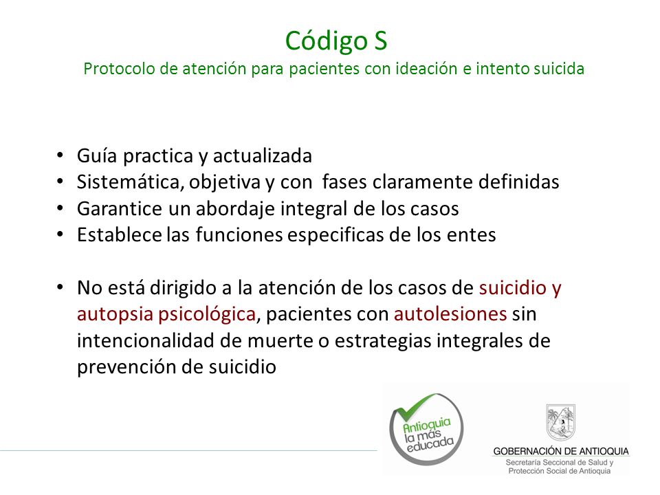 Protocolo de atención para pacientes con ideación e intento suicida