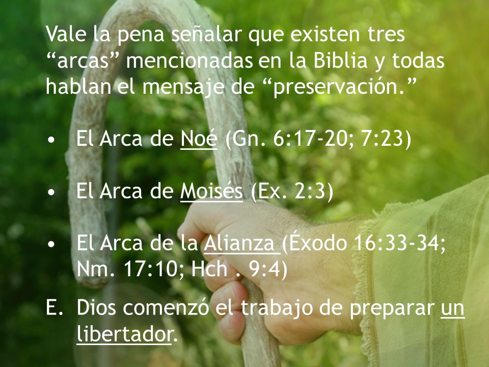 Vale la pena señalar que existen tres arcas mencionadas en la Biblia y todas hablan el mensaje de preservación.