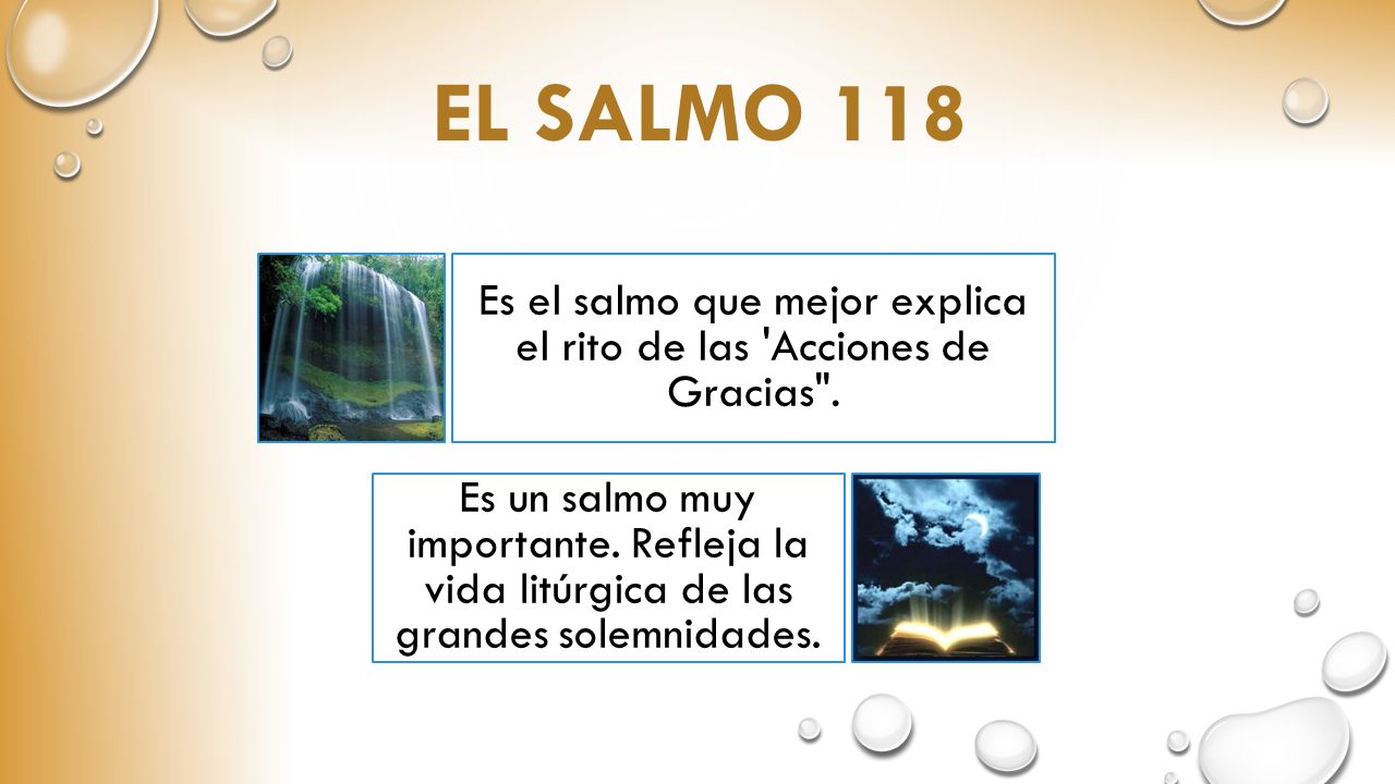Es el salmo que mejor explica el rito de las Acciones de Gracias .