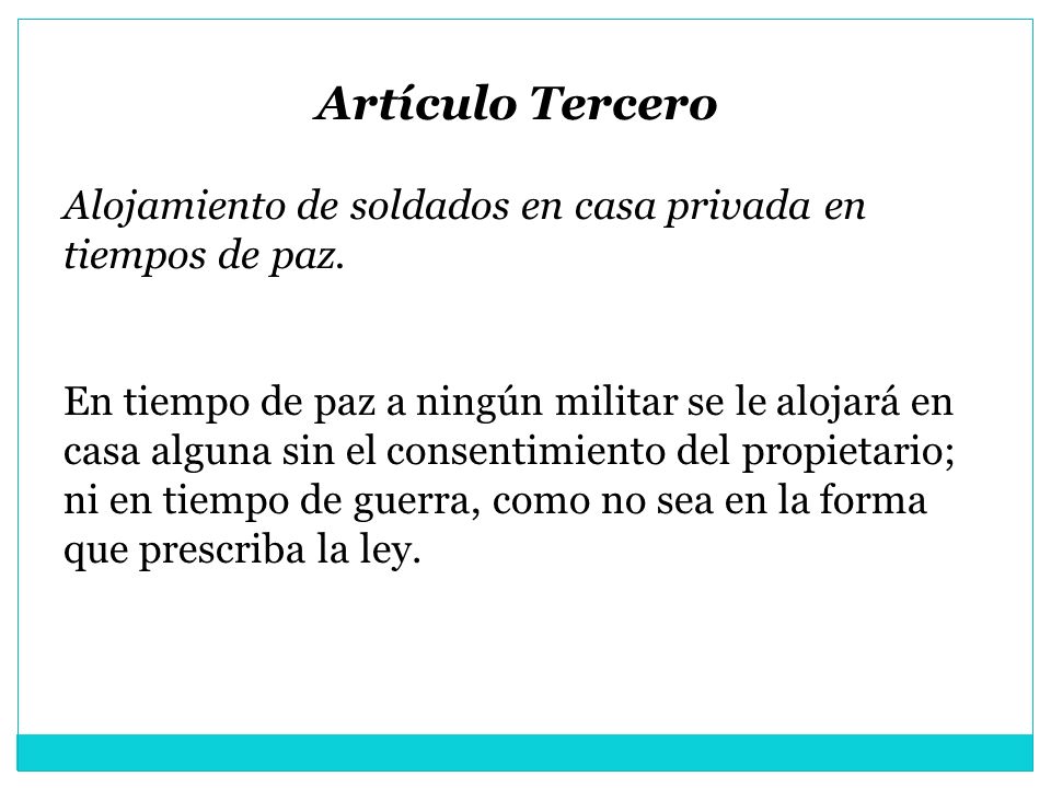 Artículo Tercero Alojamiento de soldados en casa privada en tiempos de paz.