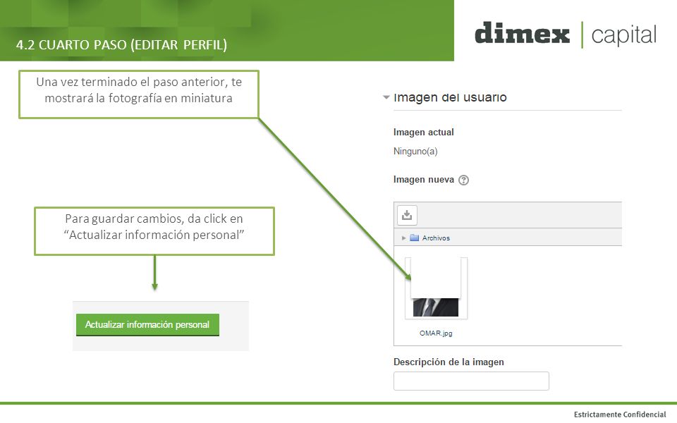 Para guardar cambios, da click en Actualizar información personal