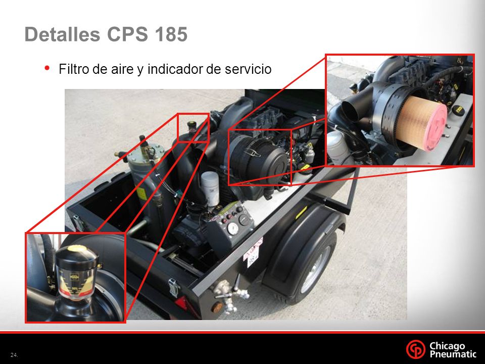 Detalles CPS 185 Filtro de aire y indicador de servicio