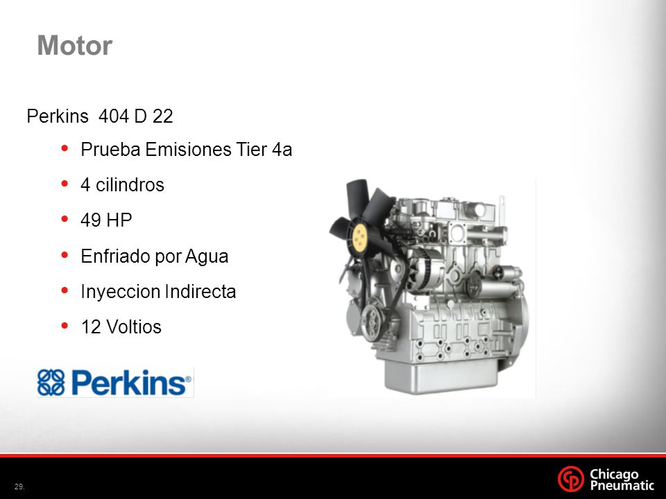 Motor Perkins 404 D 22 Prueba Emisiones Tier 4a 4 cilindros 49 HP