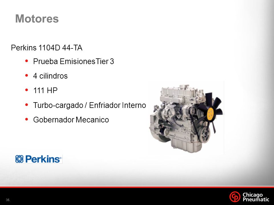 Motores Perkins 1104D 44-TA Prueba EmisionesTier 3 4 cilindros 111 HP