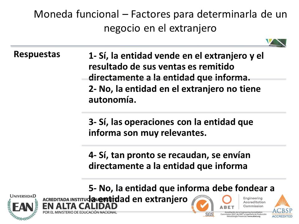Moneda funcional – Factores para determinarla de un negocio en el extranjero