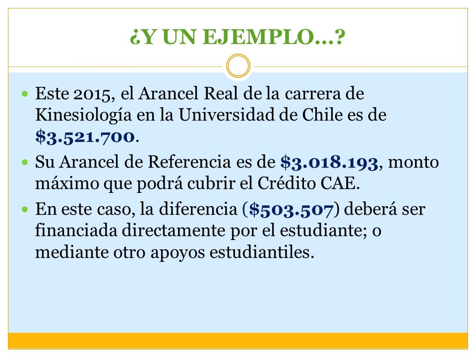 ¿Y UN EJEMPLO… Este 2015, el Arancel Real de la carrera de Kinesiología en la Universidad de Chile es de $