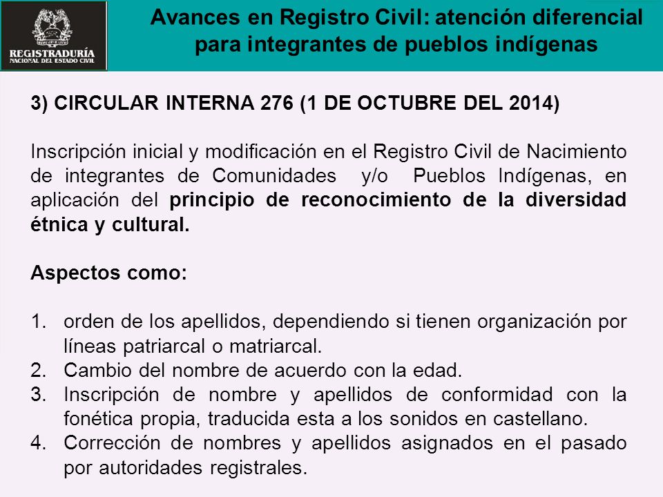 Avances en Registro Civil: atención diferencial para integrantes de pueblos indígenas