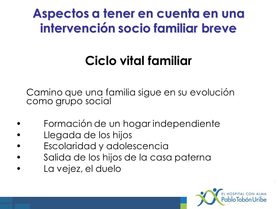 Aspectos a tener en cuenta en una intervención socio familiar breve