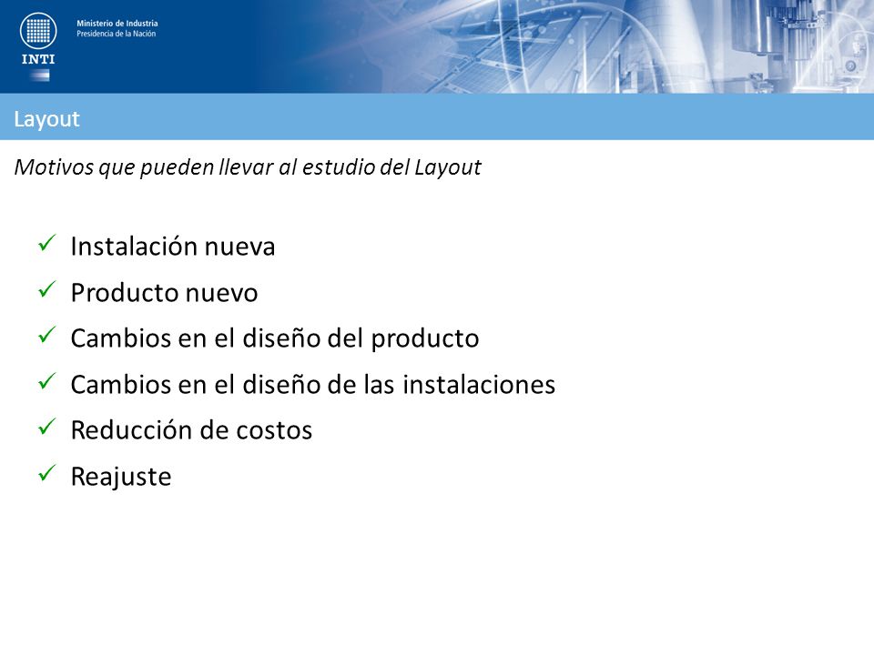 Cambios en el diseño del producto