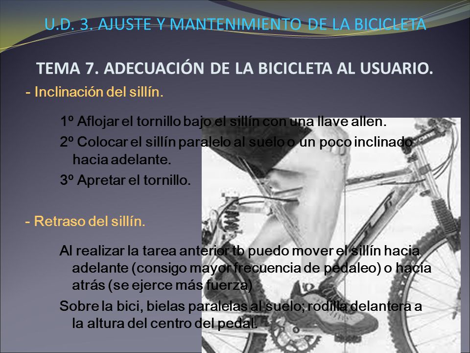 U. D. 3. AJUSTE Y MANTENIMIENTO DE LA BICICLETA TEMA 7