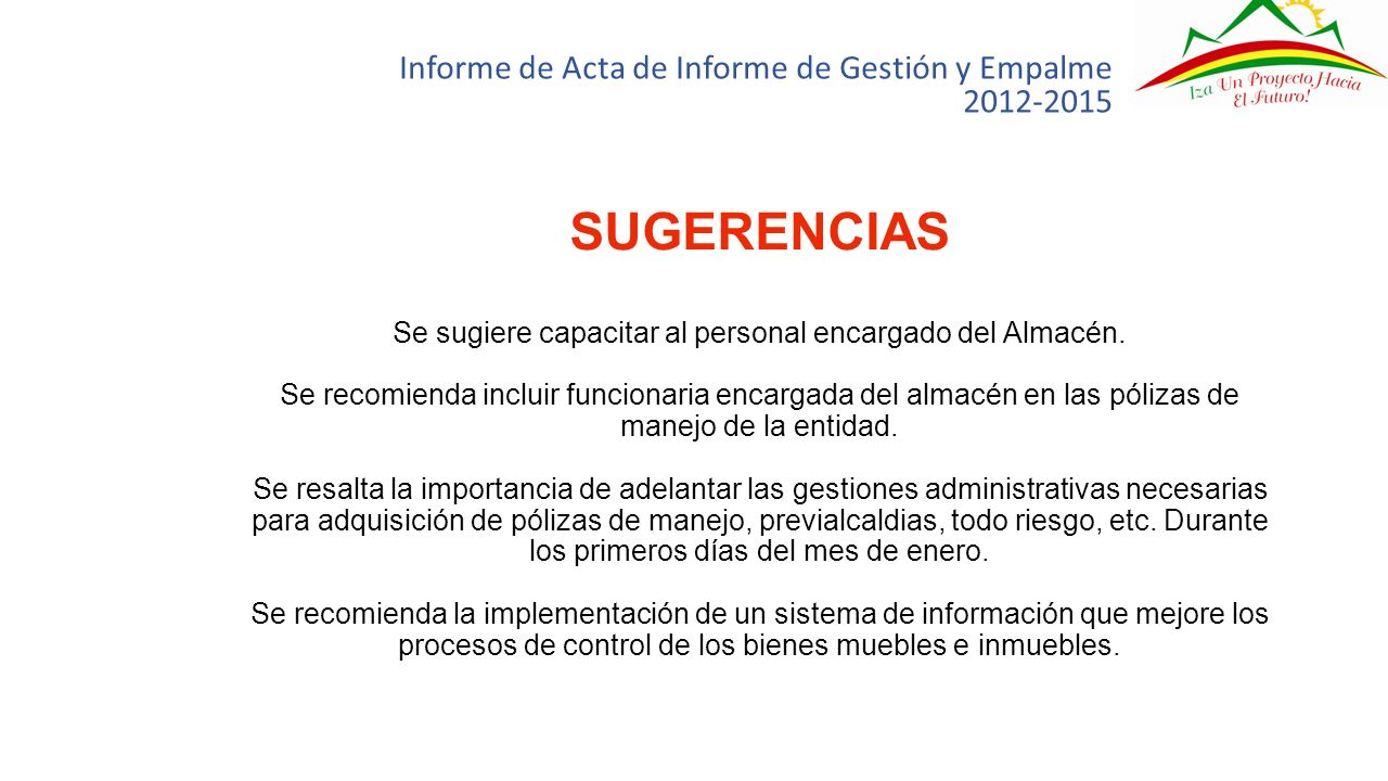 Informe de Acta de Informe de Gestión y Empalme