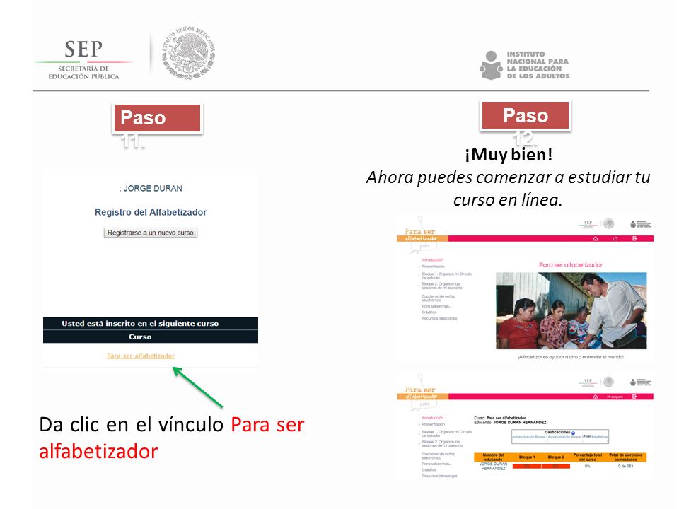Ahora puedes comenzar a estudiar tu curso en línea.