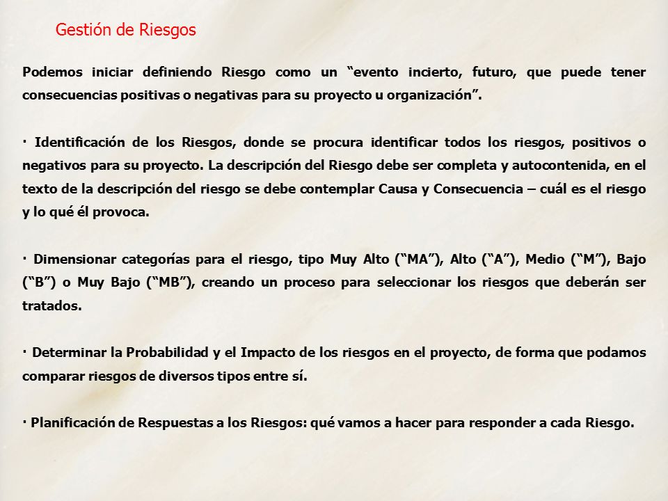 Gestión de Riesgos