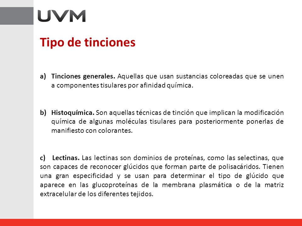 Tipo de tinciones Tinciones generales. Aquellas que usan sustancias coloreadas que se unen a componentes tisulares por afinidad química.