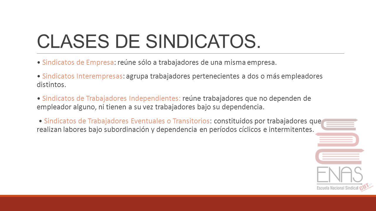 CLASES DE SINDICATOS. • Sindicatos de Empresa: reúne sólo a trabajadores de una misma empresa.