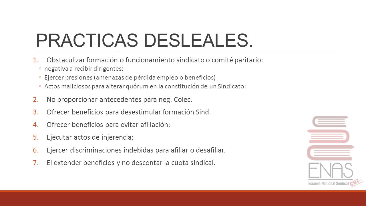 PRACTICAS DESLEALES. Obstaculizar formación o funcionamiento sindicato o comité paritario: negativa a recibir dirigentes;