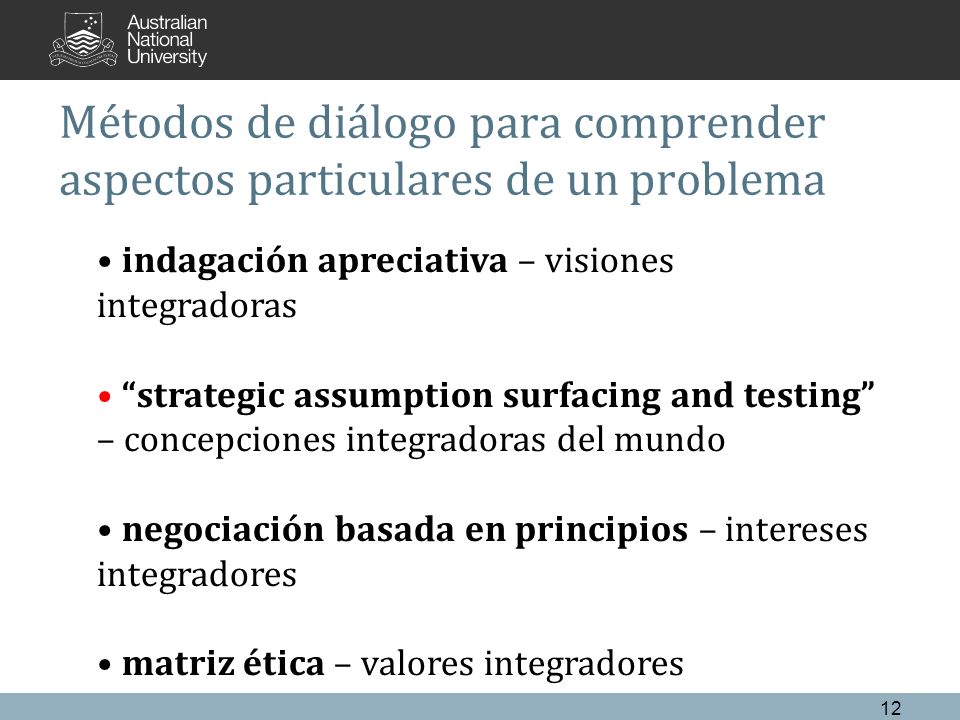 Métodos de diálogo para comprender aspectos particulares de un problema