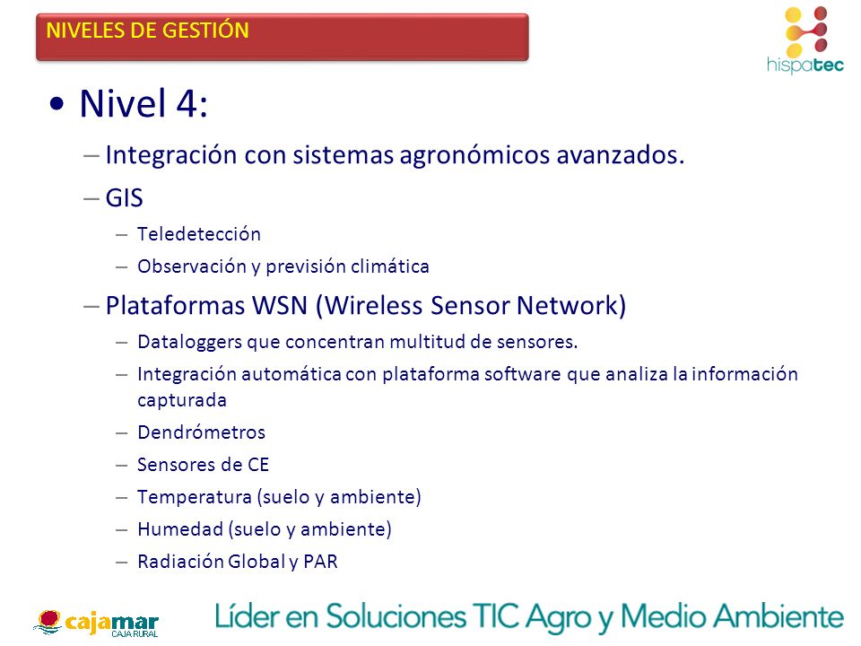 Nivel 4: Integración con sistemas agronómicos avanzados. GIS