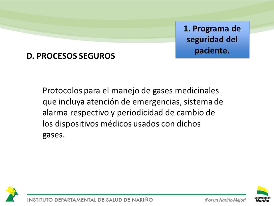 1. Programa de seguridad del paciente.